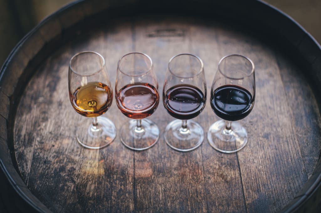 Glasses on a barrel