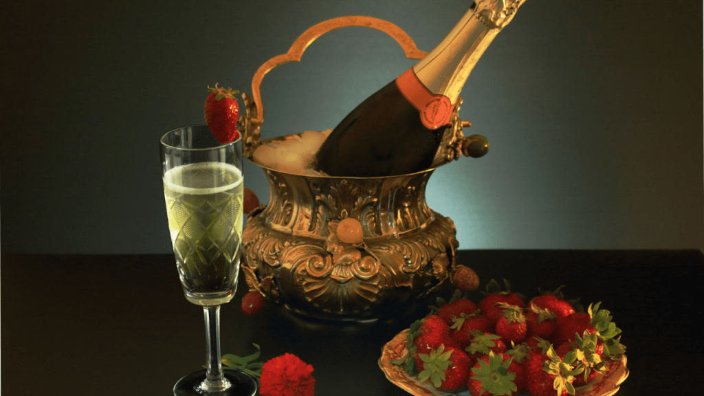 sparkling wine in a tall glass