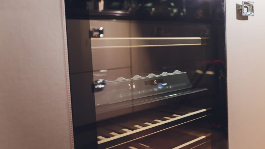 glass door black wine refrigerator