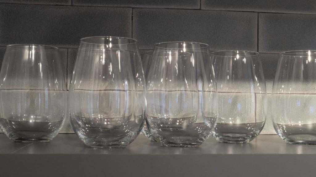 glasses without a stem on a countertop