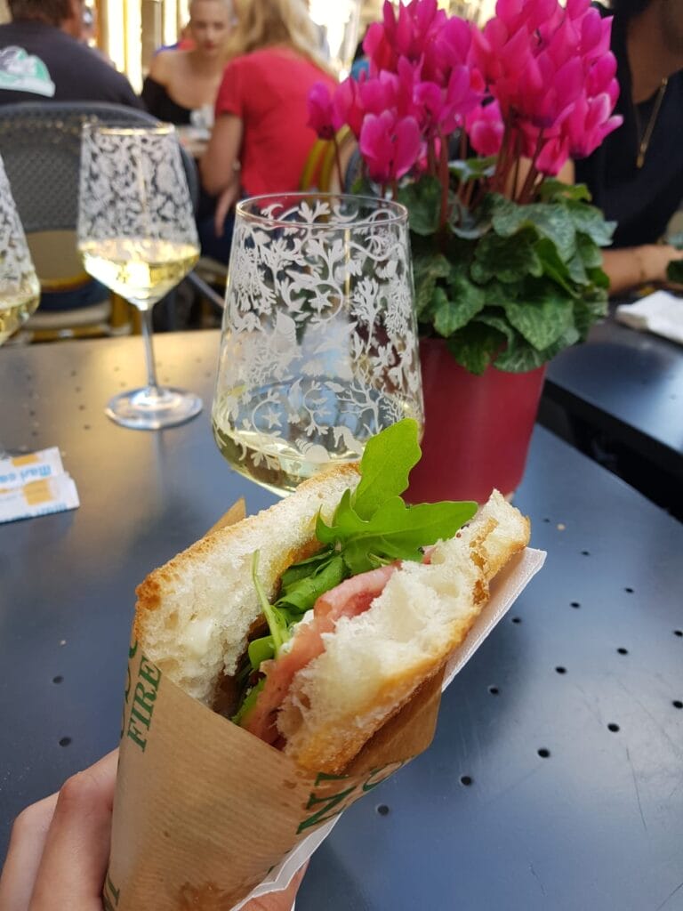 sweet wine and sandwich
