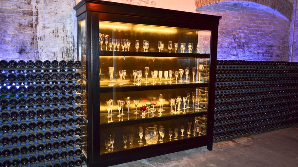 storing bottles of champagne