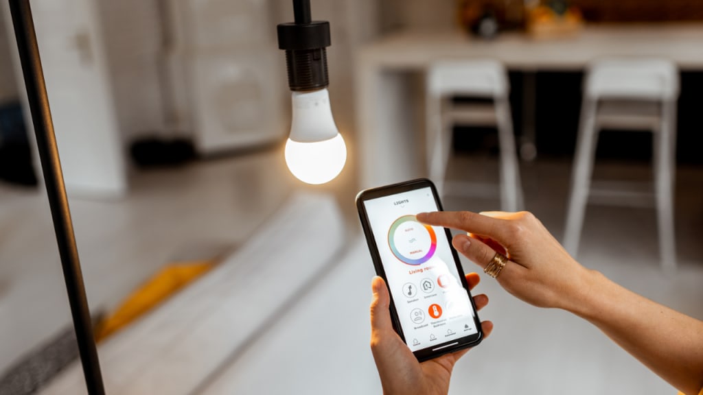 light next to a phone app