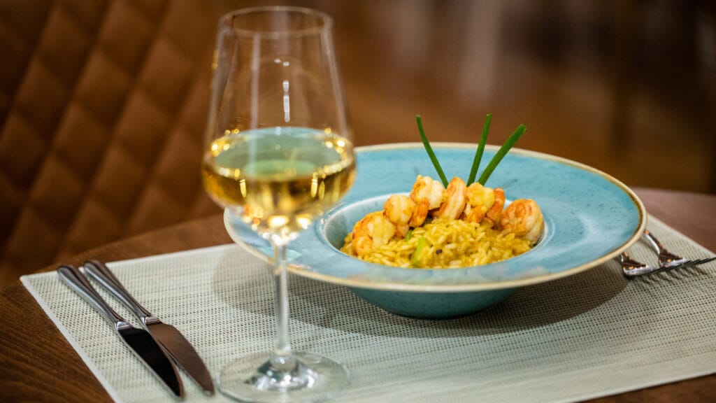wine and a plate