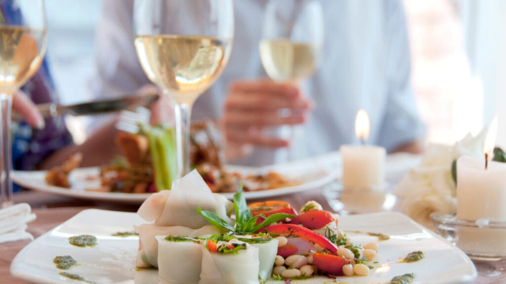 light wine with light food