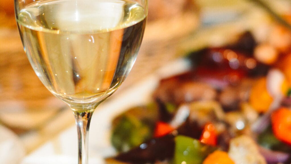 white wine and veggies